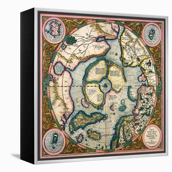 Septentrionalium Terrarum Descriptio, Map of the Arctic, 1595-Gerardus Mercator-Framed Premier Image Canvas
