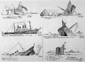 Sequence of Illustrations Showing the Sinking of the Titanic