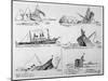 Sequence of Illustrations Showing the Sinking of the Titanic-null-Mounted Art Print