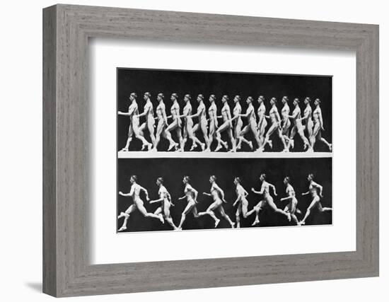 Sequential Frames of Nude Man Walking and Running-Eadweard Muybridge-Framed Photographic Print