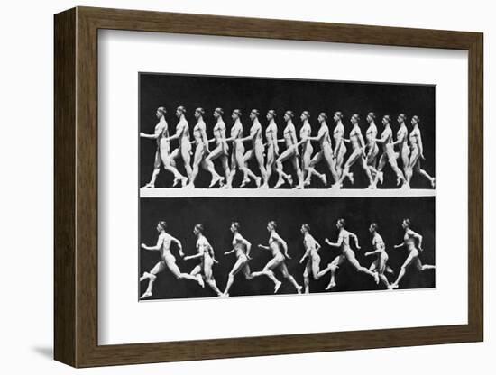 Sequential Frames of Nude Man Walking and Running-Eadweard Muybridge-Framed Photographic Print