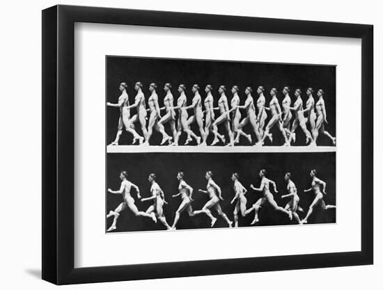 Sequential Frames of Nude Man Walking and Running-Eadweard Muybridge-Framed Photographic Print