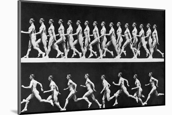 Sequential Frames of Nude Man Walking and Running-Eadweard Muybridge-Mounted Photographic Print