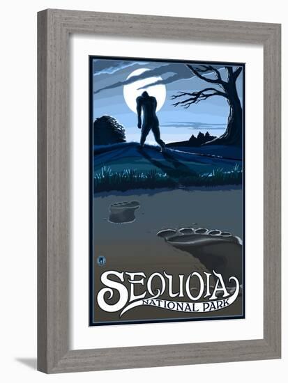 Sequoia Nat'l Park - Bigfoot - Lp Poster, c.2009-Lantern Press-Framed Art Print
