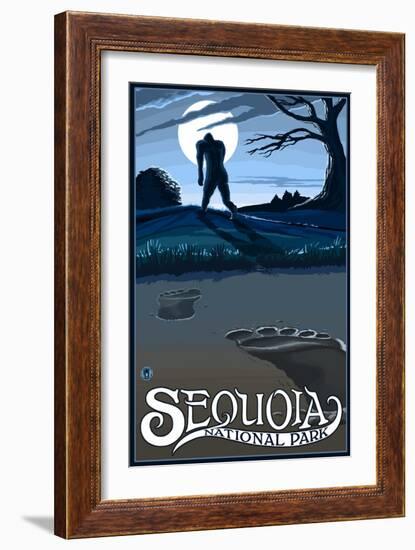 Sequoia Nat'l Park - Bigfoot - Lp Poster, c.2009-Lantern Press-Framed Art Print