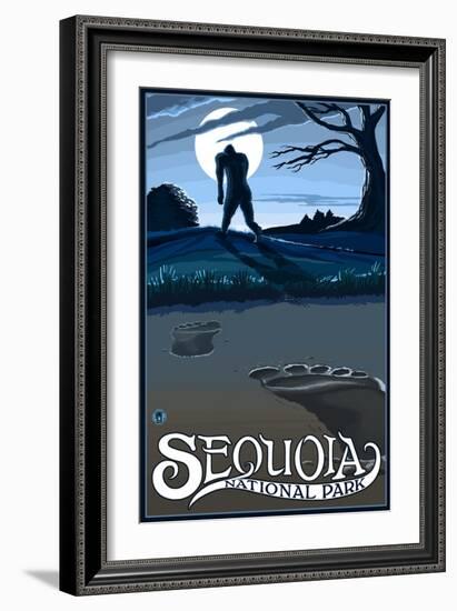 Sequoia Nat'l Park - Bigfoot - Lp Poster, c.2009-Lantern Press-Framed Art Print