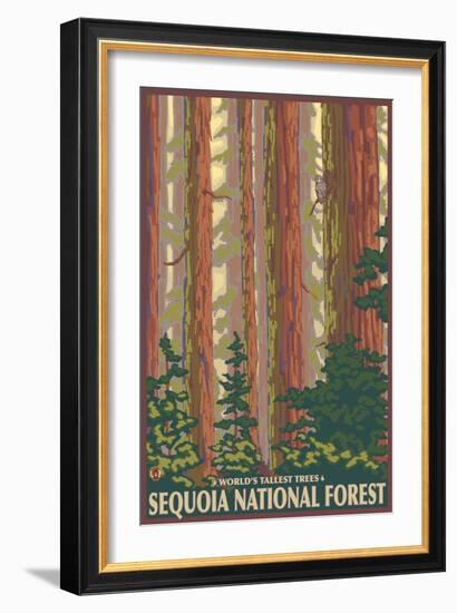 Sequoia National Forest, CA Redwood Trees-Lantern Press-Framed Art Print