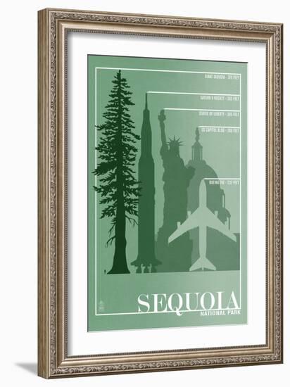 Sequoia National Park - Redwood Relative Sizes-Lantern Press-Framed Art Print