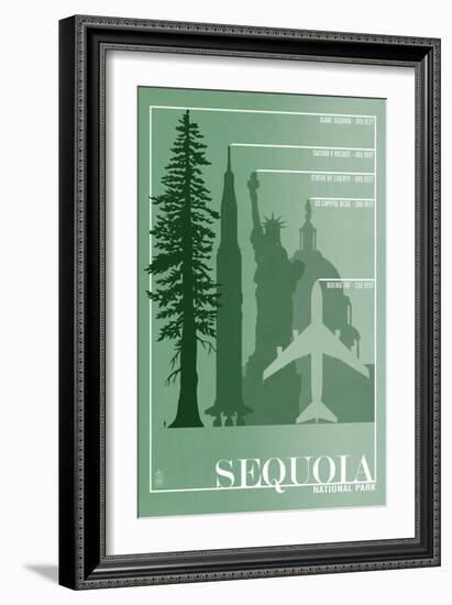 Sequoia National Park - Redwood Relative Sizes-Lantern Press-Framed Art Print