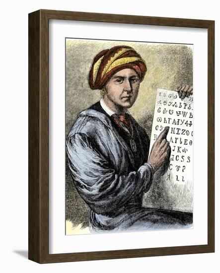 Sequoya Holding His Cherokee Alphabet-null-Framed Giclee Print