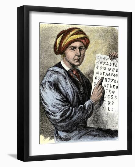 Sequoya Holding His Cherokee Alphabet-null-Framed Giclee Print