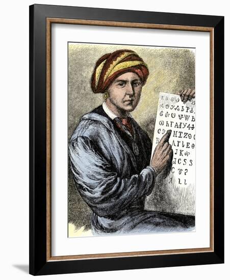 Sequoya Holding His Cherokee Alphabet-null-Framed Giclee Print