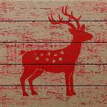 Reindeer on Old Wooden Background-serazetdinov-Art Print