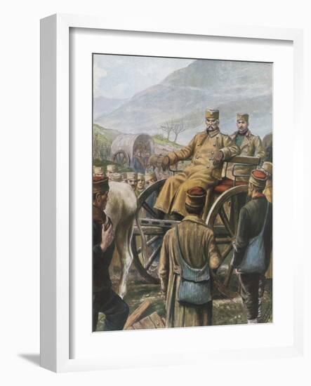 Serbian Army with their King Peter Moving Towards Durazzo-Tancredi Scarpelli-Framed Giclee Print