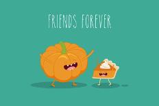 Pumpkin Pie. Pumpkin Vector Cartoon. Friends Forever. ?Omic Characters.-Serbinka-Art Print