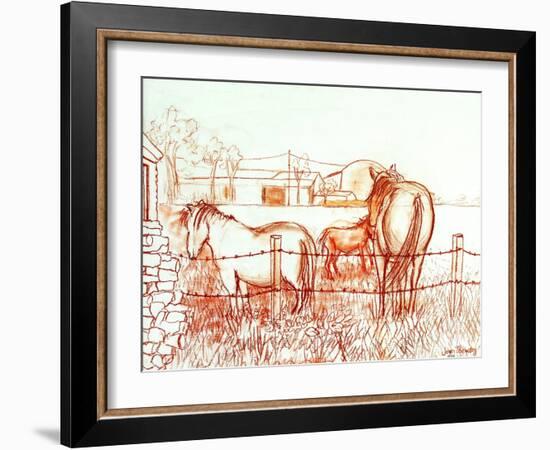 Serenade,Janie and a Donkey in the Meadow, 2000-Joan Thewsey-Framed Giclee Print