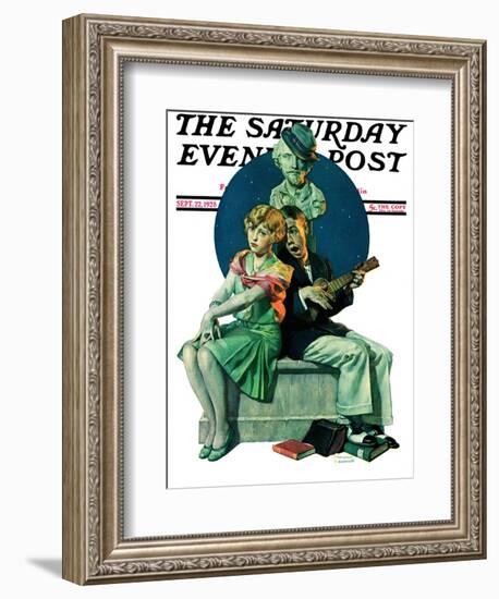 "Serenade" Saturday Evening Post Cover, September 22,1928-Norman Rockwell-Framed Giclee Print