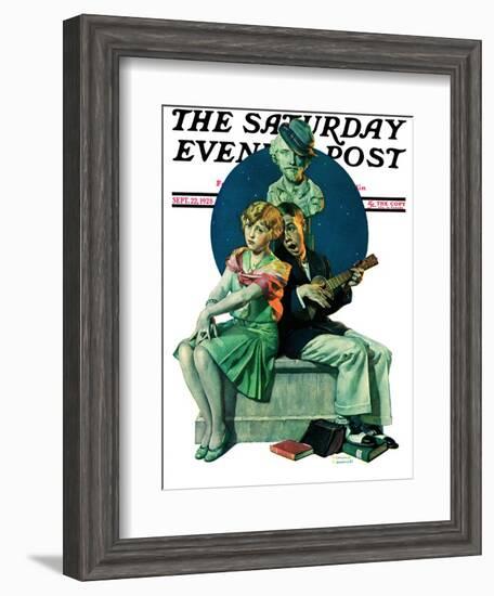 "Serenade" Saturday Evening Post Cover, September 22,1928-Norman Rockwell-Framed Giclee Print