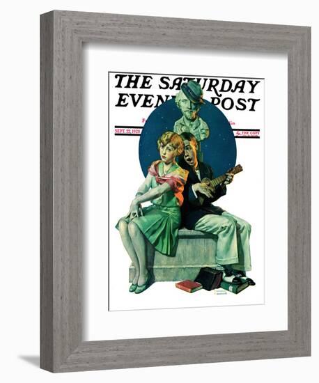 "Serenade" Saturday Evening Post Cover, September 22,1928-Norman Rockwell-Framed Giclee Print