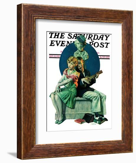 "Serenade" Saturday Evening Post Cover, September 22,1928-Norman Rockwell-Framed Giclee Print