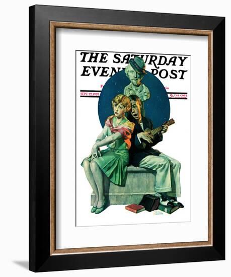 "Serenade" Saturday Evening Post Cover, September 22,1928-Norman Rockwell-Framed Giclee Print