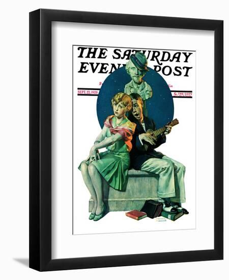 "Serenade" Saturday Evening Post Cover, September 22,1928-Norman Rockwell-Framed Giclee Print