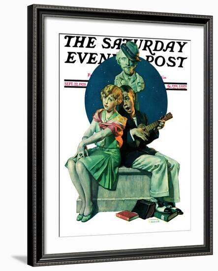 "Serenade" Saturday Evening Post Cover, September 22,1928-Norman Rockwell-Framed Giclee Print