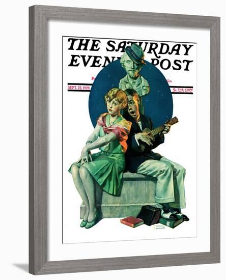 "Serenade" Saturday Evening Post Cover, September 22,1928-Norman Rockwell-Framed Giclee Print