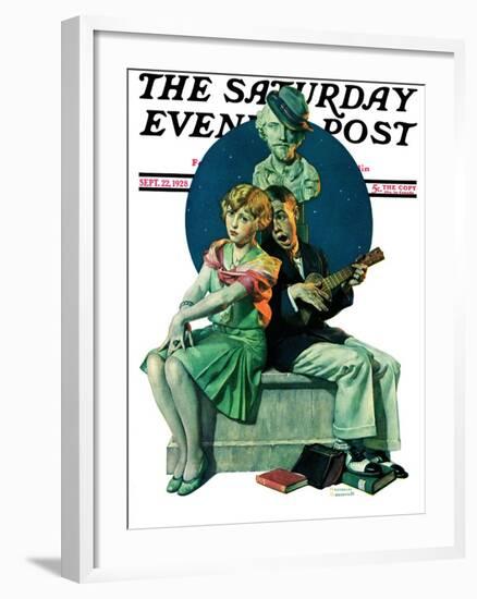 "Serenade" Saturday Evening Post Cover, September 22,1928-Norman Rockwell-Framed Giclee Print