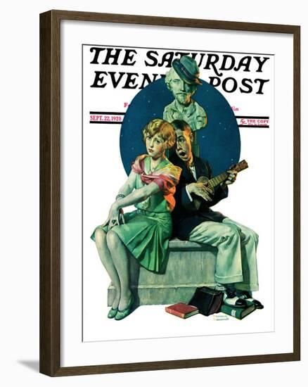 "Serenade" Saturday Evening Post Cover, September 22,1928-Norman Rockwell-Framed Giclee Print