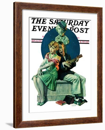 "Serenade" Saturday Evening Post Cover, September 22,1928-Norman Rockwell-Framed Giclee Print