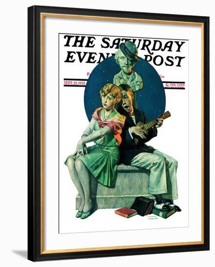 "Serenade" Saturday Evening Post Cover, September 22,1928-Norman Rockwell-Framed Giclee Print