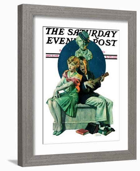 "Serenade" Saturday Evening Post Cover, September 22,1928-Norman Rockwell-Framed Giclee Print