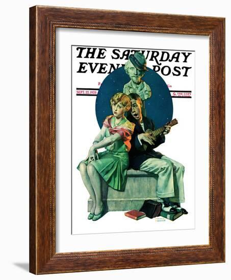 "Serenade" Saturday Evening Post Cover, September 22,1928-Norman Rockwell-Framed Giclee Print