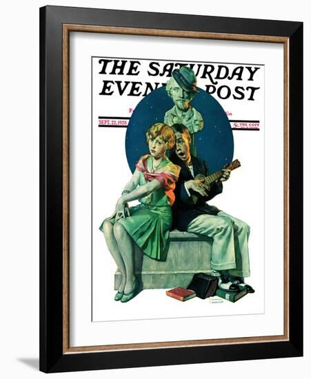 "Serenade" Saturday Evening Post Cover, September 22,1928-Norman Rockwell-Framed Giclee Print