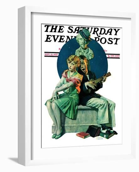 "Serenade" Saturday Evening Post Cover, September 22,1928-Norman Rockwell-Framed Giclee Print