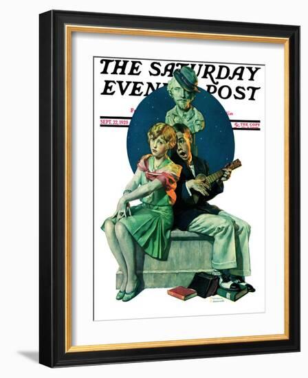 "Serenade" Saturday Evening Post Cover, September 22,1928-Norman Rockwell-Framed Giclee Print