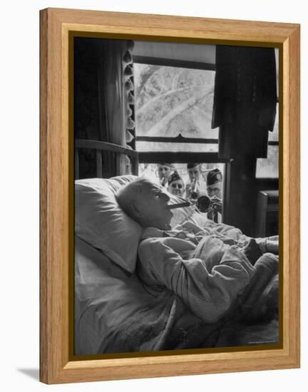 Serenaded by Horston American Legion Oldest Civil War Veteran Walter Williams in Bed with Cigar-Thomas D^ Mcavoy-Framed Premier Image Canvas
