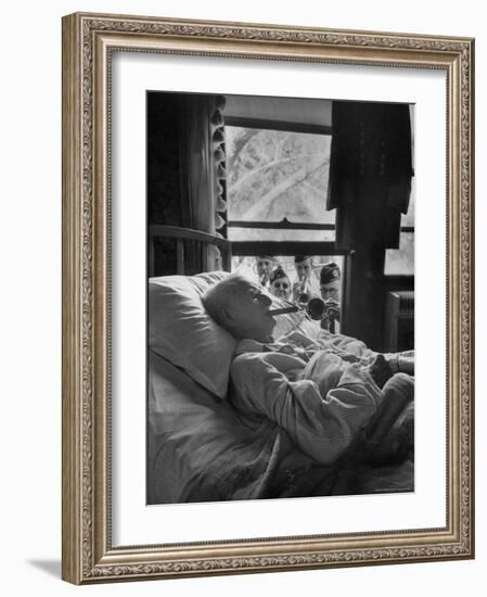 Serenaded by Horston American Legion Oldest Civil War Veteran Walter Williams in Bed with Cigar-Thomas D^ Mcavoy-Framed Photographic Print