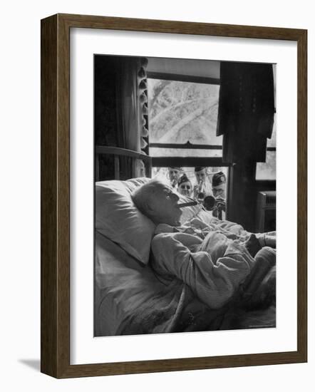 Serenaded by Horston American Legion Oldest Civil War Veteran Walter Williams in Bed with Cigar-Thomas D^ Mcavoy-Framed Photographic Print