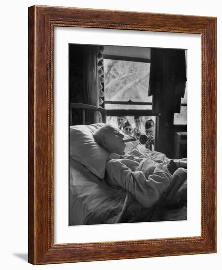 Serenaded by Horston American Legion Oldest Civil War Veteran Walter Williams in Bed with Cigar-Thomas D^ Mcavoy-Framed Photographic Print