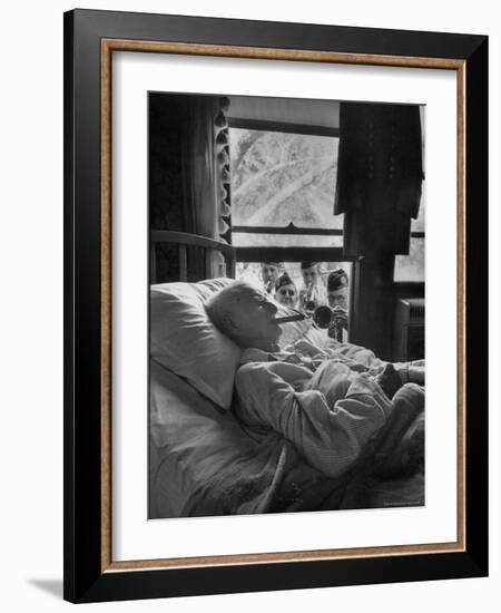 Serenaded by Horston American Legion Oldest Civil War Veteran Walter Williams in Bed with Cigar-Thomas D^ Mcavoy-Framed Photographic Print