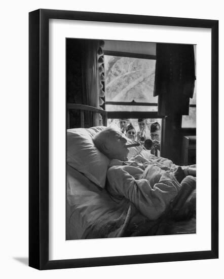 Serenaded by Horston American Legion Oldest Civil War Veteran Walter Williams in Bed with Cigar-Thomas D^ Mcavoy-Framed Photographic Print