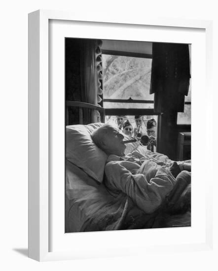 Serenaded by Horston American Legion Oldest Civil War Veteran Walter Williams in Bed with Cigar-Thomas D^ Mcavoy-Framed Photographic Print