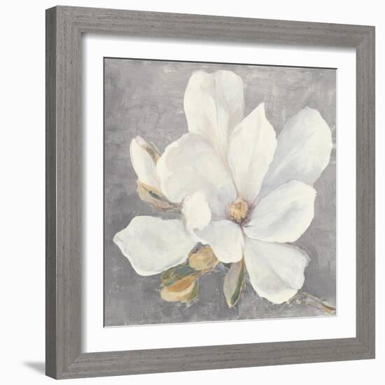 Serene Magnolia Light Gray-Julia Purinton-Framed Art Print