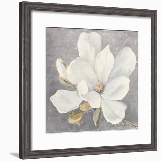 Serene Magnolia Light Gray-Julia Purinton-Framed Art Print