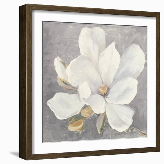 Serene Magnolia Light Gray-Julia Purinton-Framed Art Print