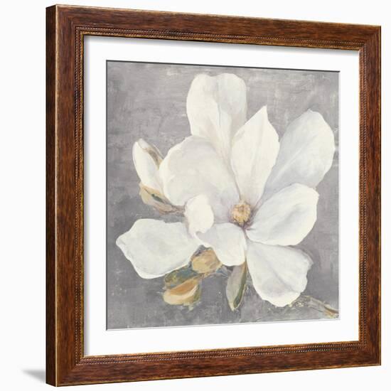 Serene Magnolia Light Gray-Julia Purinton-Framed Art Print