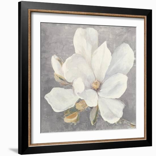 Serene Magnolia Light Gray-Julia Purinton-Framed Art Print