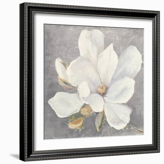 Serene Magnolia Light Gray-Julia Purinton-Framed Art Print